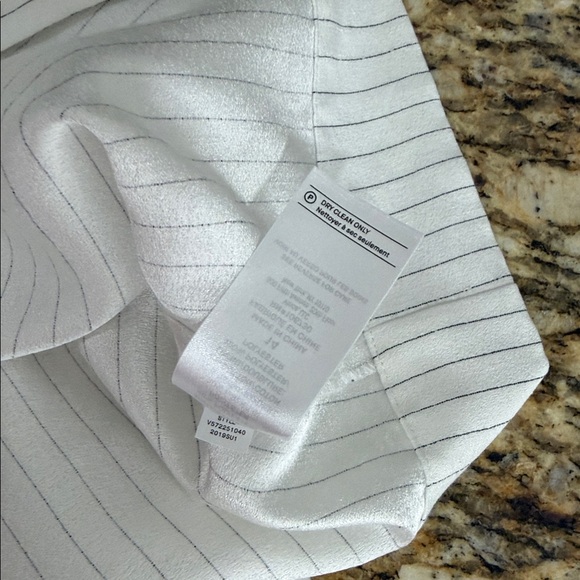 Vince Pinstripe Linen Blend Midi Dress Self Belt Pockets Slit Front Size 14 - Picture 13 of 15